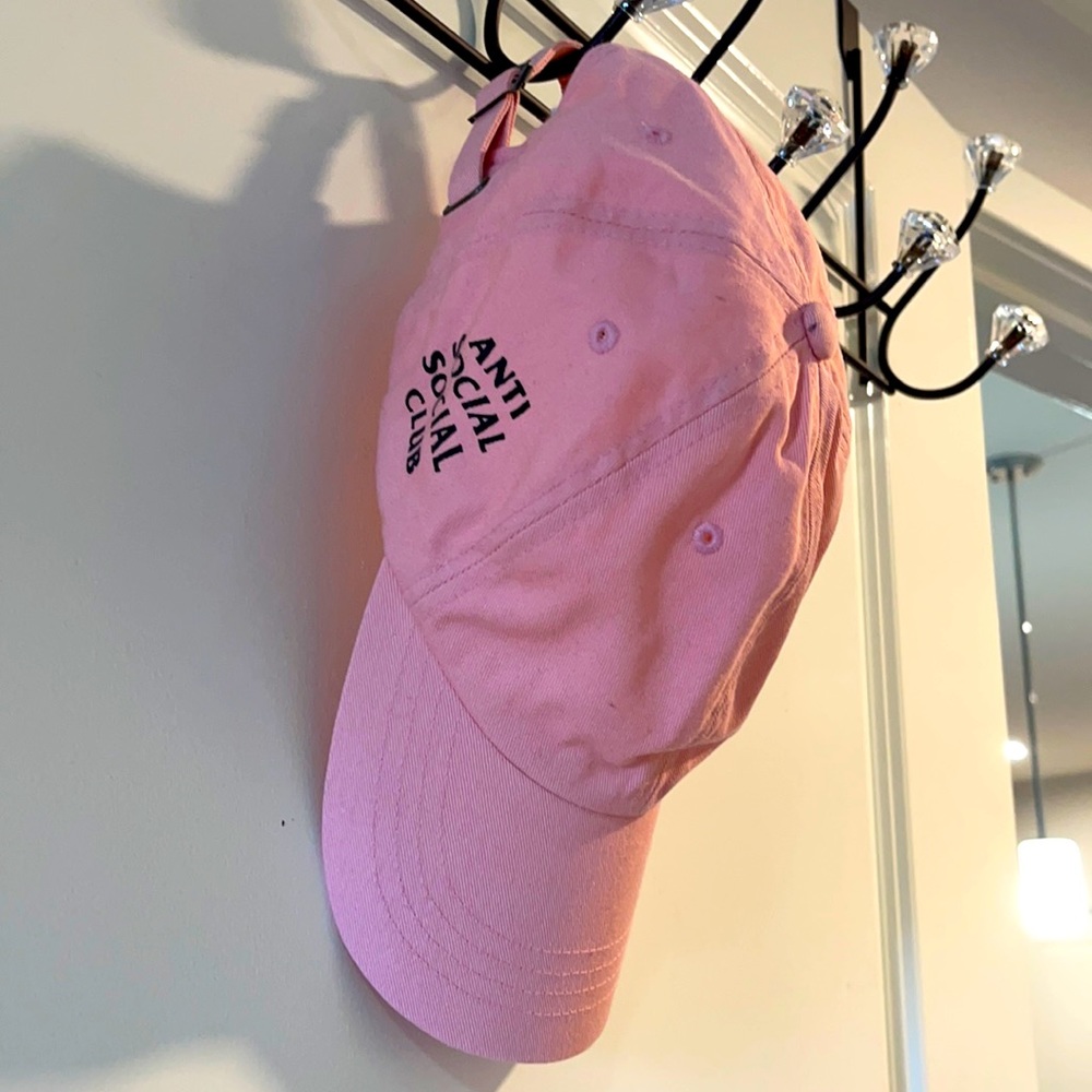Anti social social club cap, free size, pink color